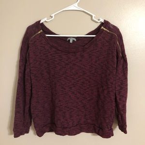 Charlotte Russe maroon shirt with gold zippers